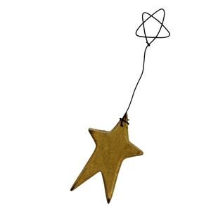 Primitive Farmhouse Christmas Yellow Wooden Star Ornament